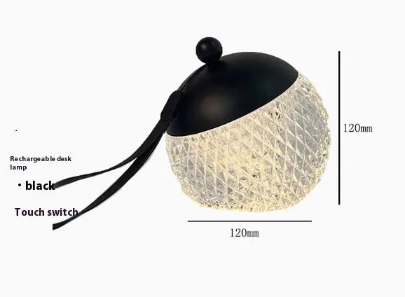 Portable touch dimmable LED desk lamp in chrome colour with 12cm diameter minimalist design