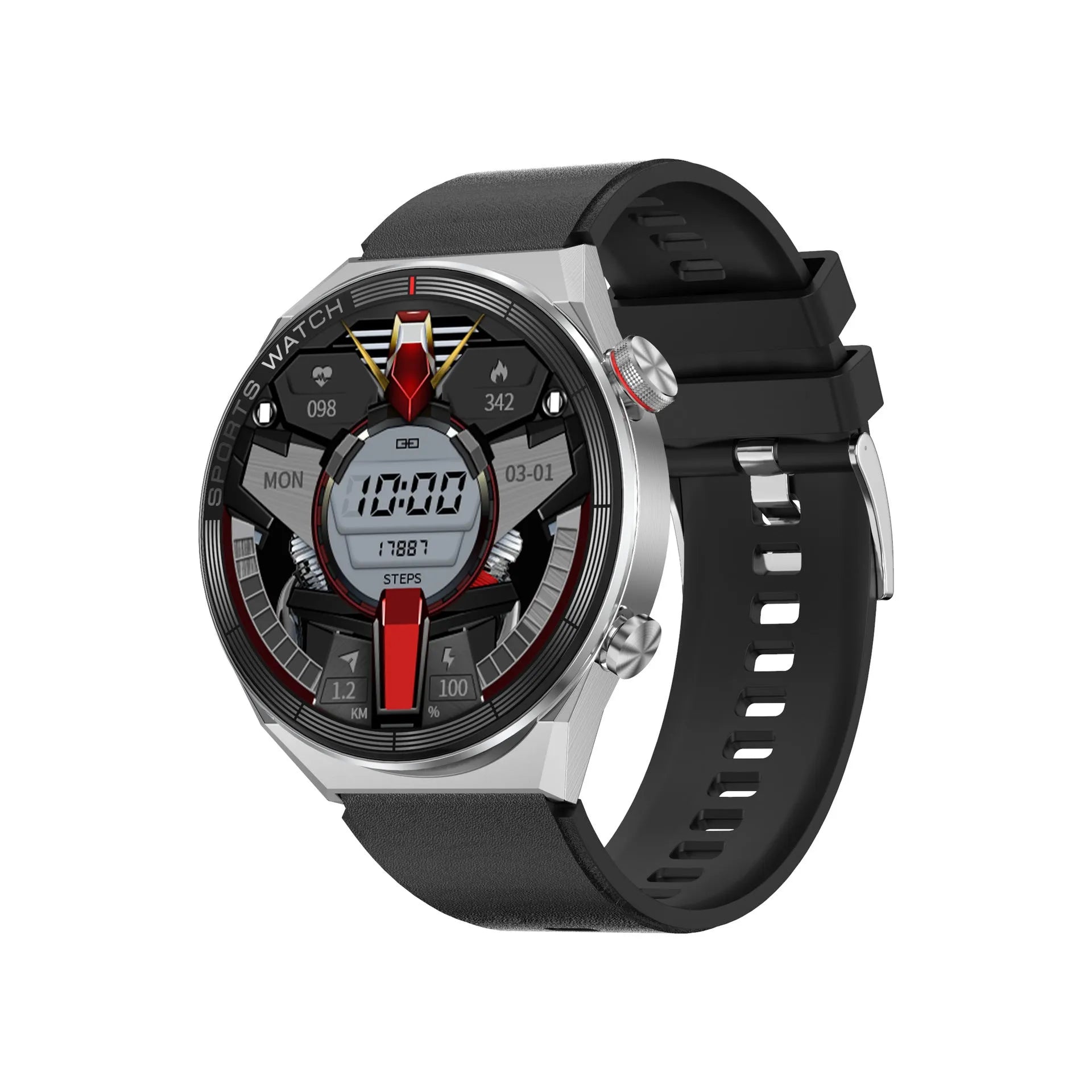 Large screen Bluetooth smart watch with 46mm case and multiple strap options