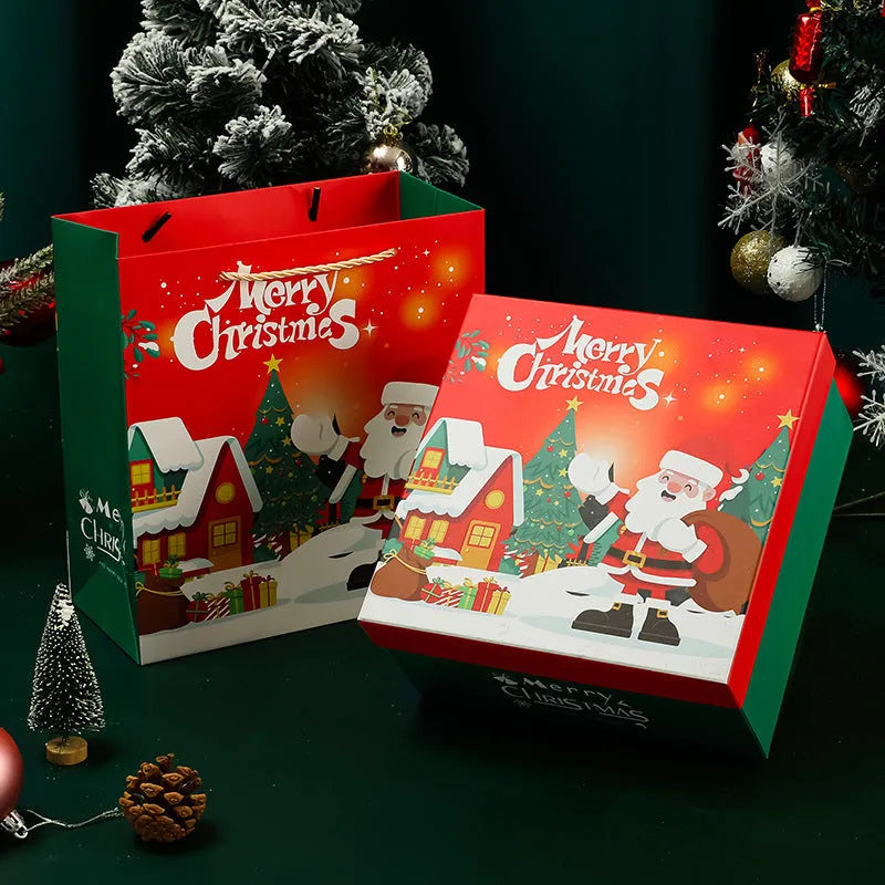 New Year Christmas gift box packaging business style with five sizes, printed finish, and empty bag