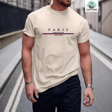 Men's heavy pure cotton short-sleeved T-shirt with letter printing in a loose casual fit