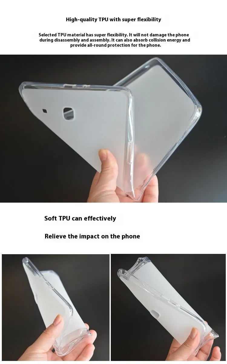 Clear ultra-thin silicone tablet protective case showing transparent white finish and flexible construction