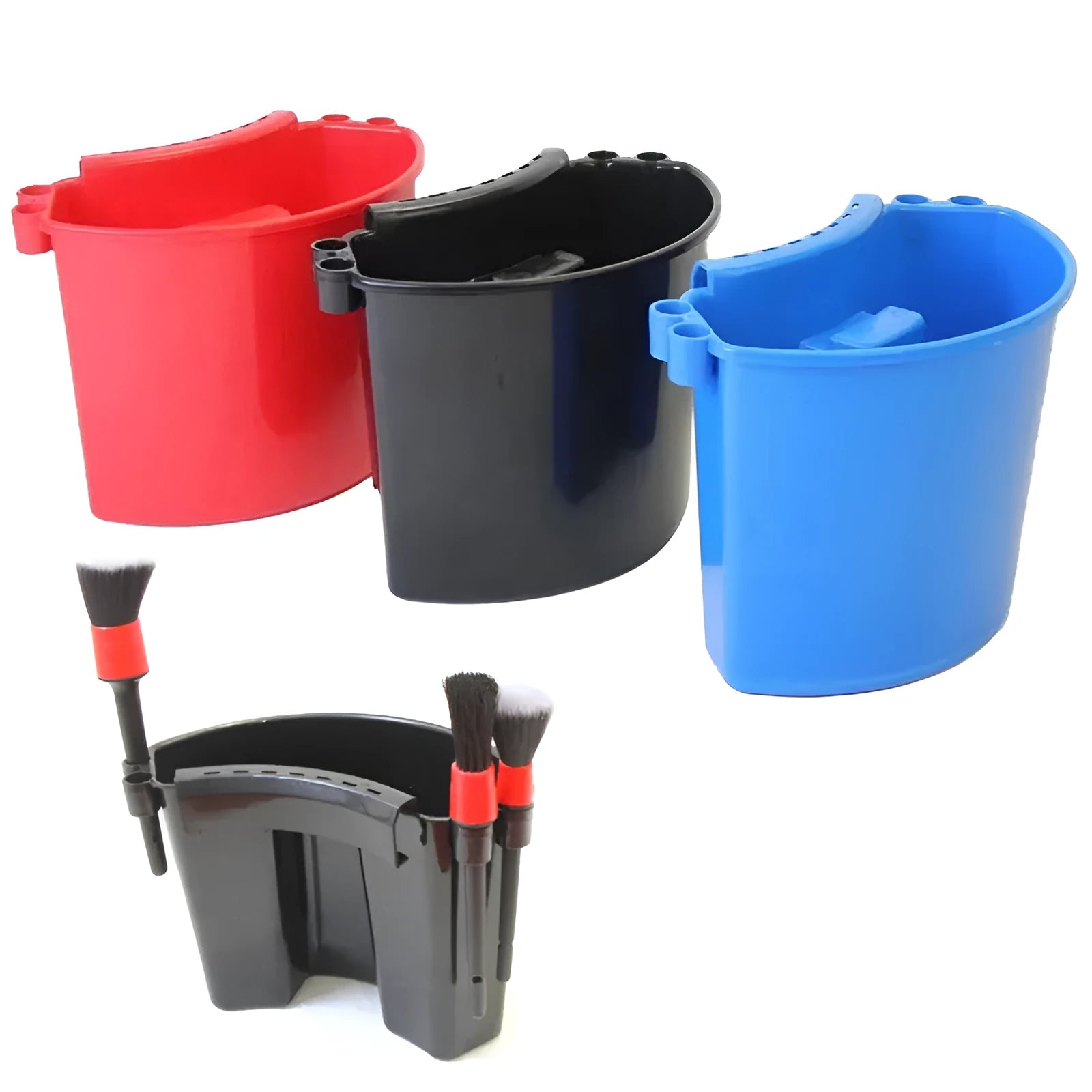 20-litre polypropylene car wash bucket in black, red, blue or pink colour with sturdy handle