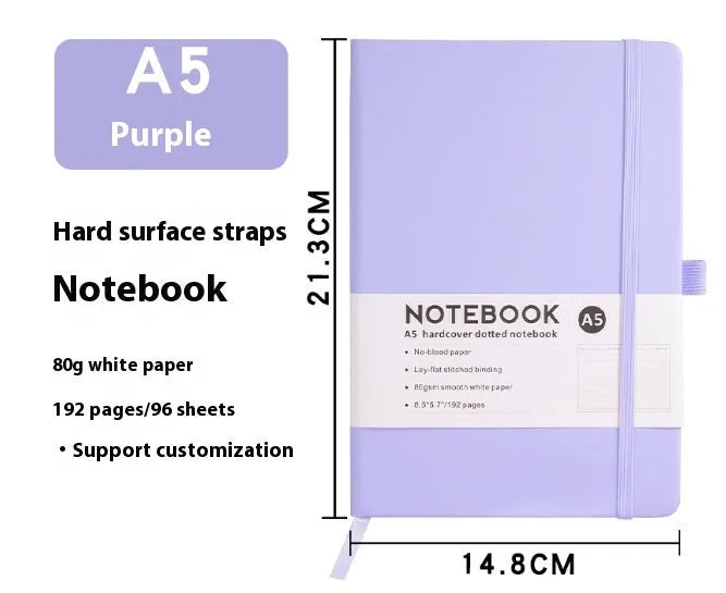 A5 office diary with hand skin feeling PU leather strap cover and lined inner pages