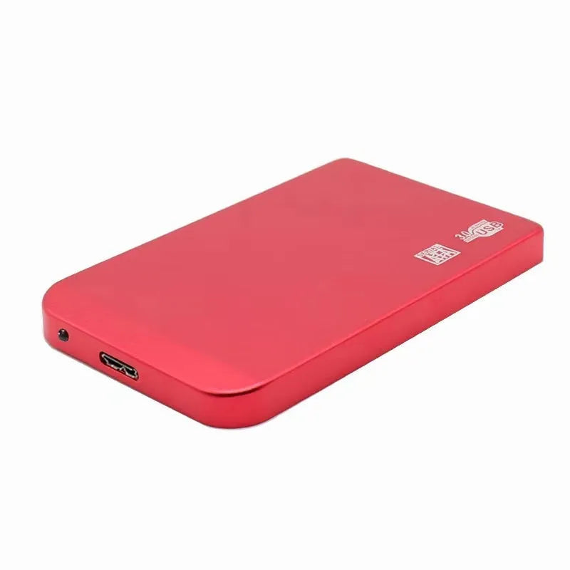 USB 3.0 solid state mobile hard disk with metal shell in black, blue, red, and silver colour options.
