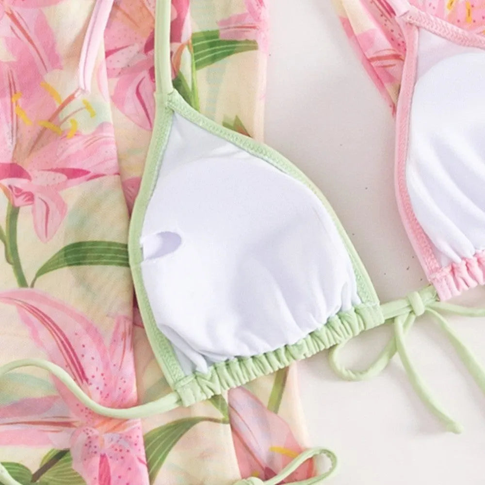 Women's printed bikini swimsuit set for swimming, shown in the style of the product image.
