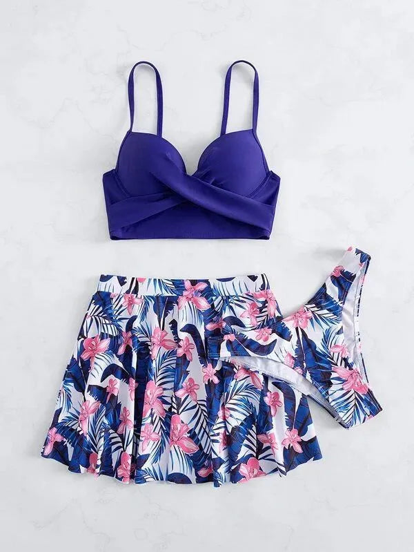 Women's high-waisted bikini swimsuit set in polyester, shown in available colours.