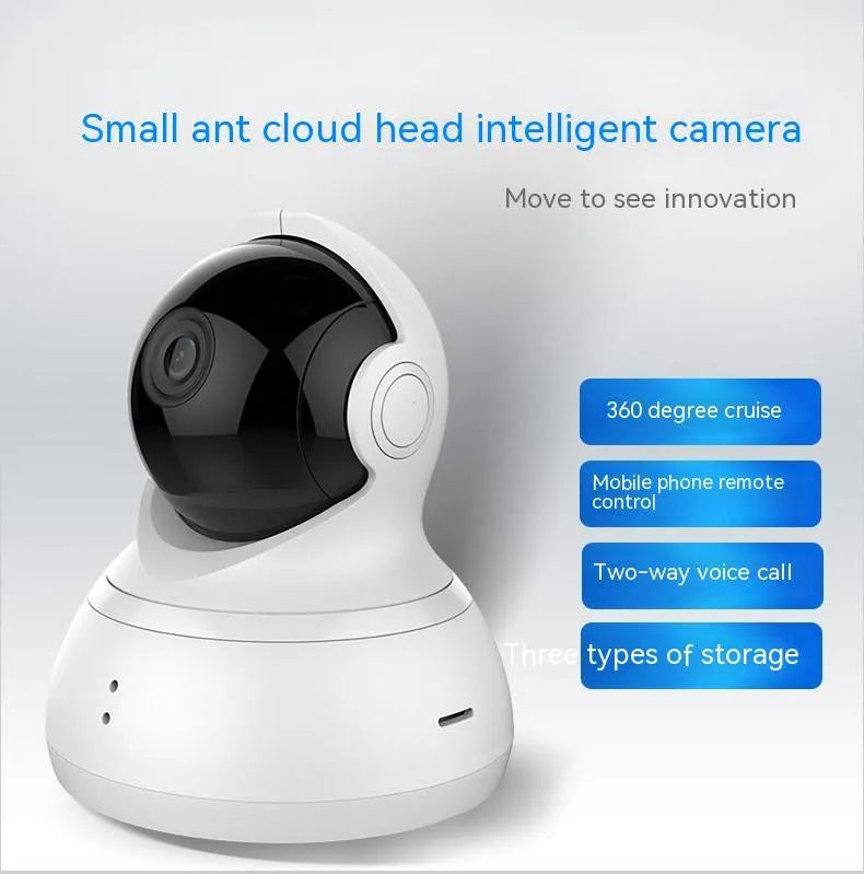 HD night vision 360-degree surveillance camera in white with wall mount and charger, 1080p WiFi indoor security monitor