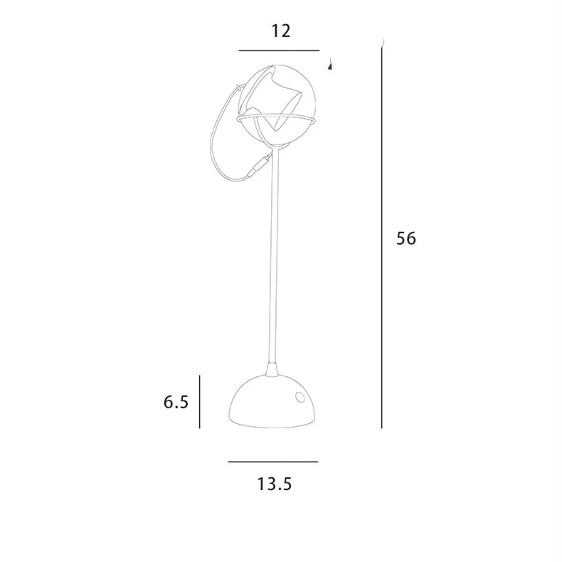 Glass lampshade desk lamp with touch dimming control on wooden surface