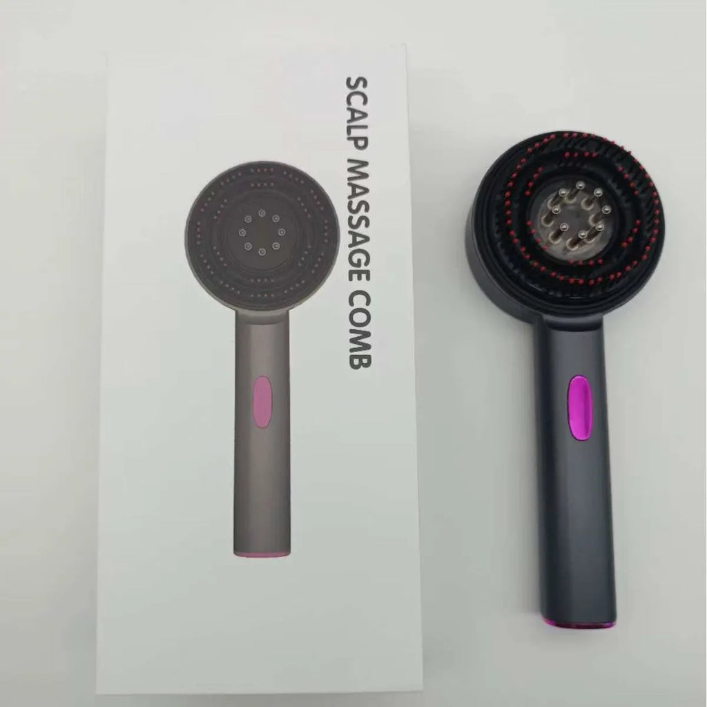 Electric scalp comb with red light and massage function in gray colour for home hair care use