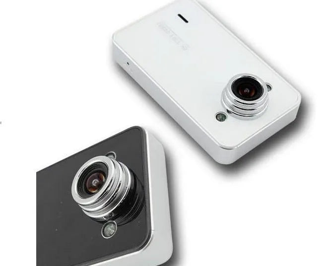 K6000 black driving recorder with 120 degree wide angle lens mounted on front windshield