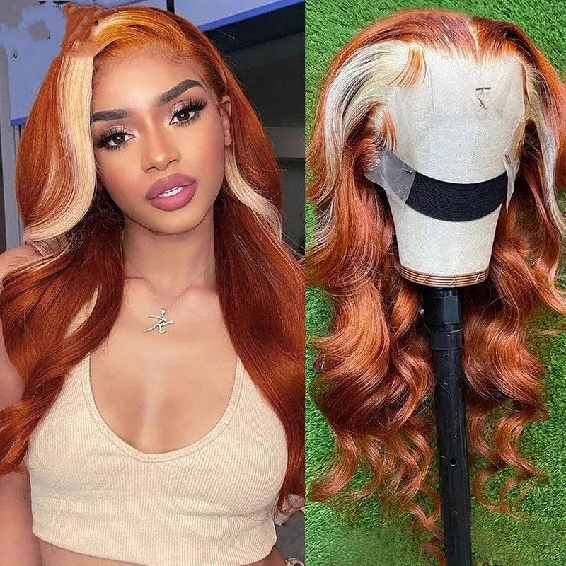 4x4 hand woven human hair wig with 613 highlights, medium long, 150% density