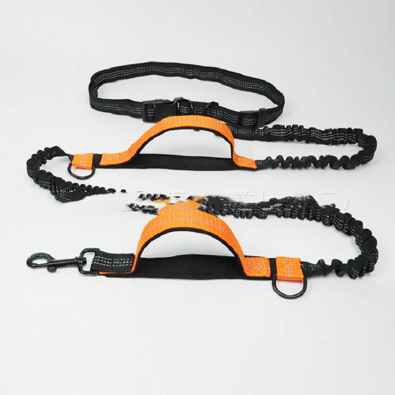 Polyester pet traction rope running belt with retractable leash in fluorescent green