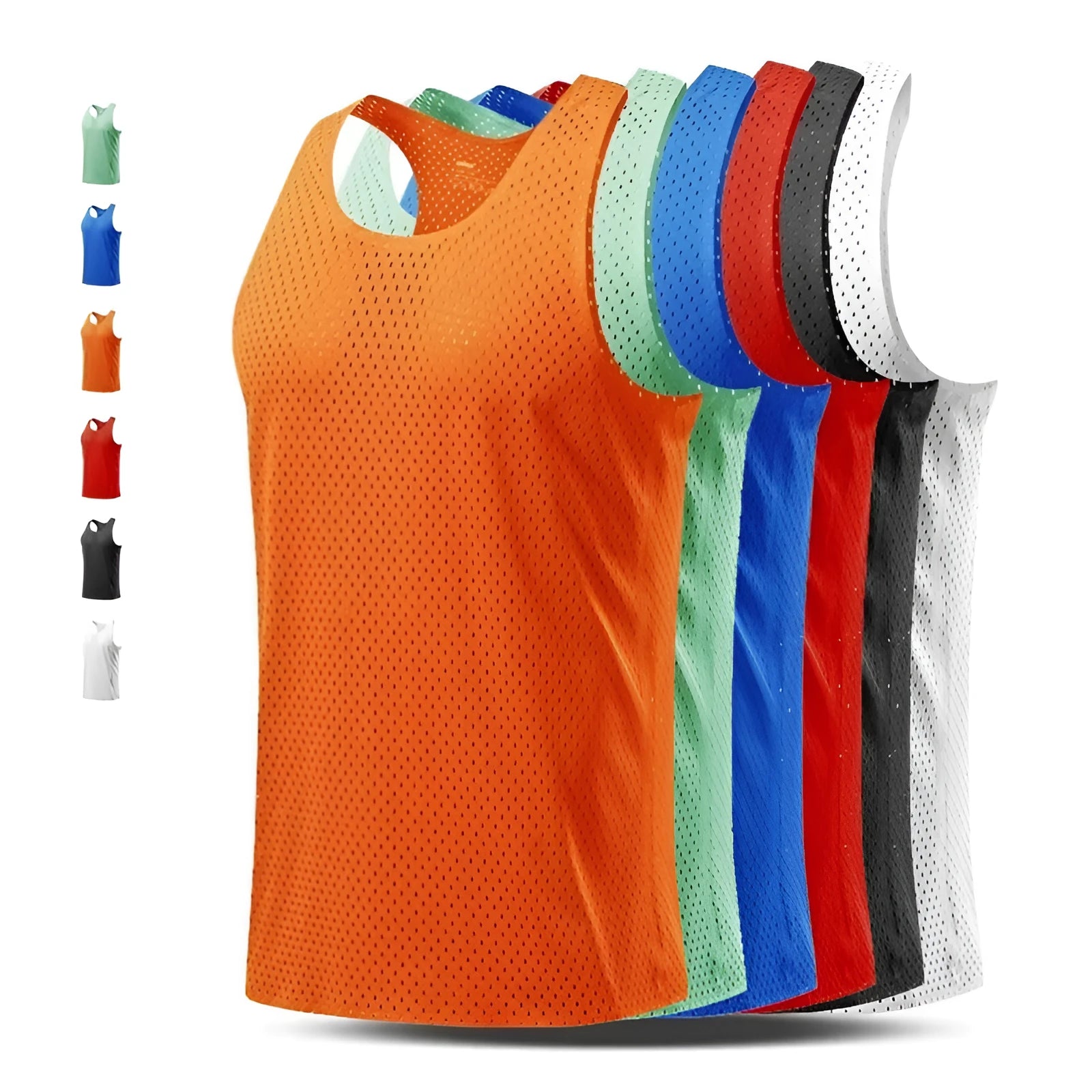 Men's solid colour sleeveless sports vest in quick-dry polyester fabric