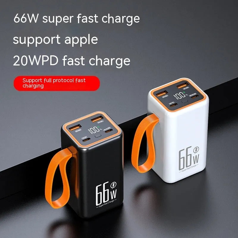 Black and white PD66W fast charge 20000 mAh power bank with creative design
