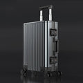 Aluminium magnesium alloy luggage with striped pattern and TSA combination lock in multiple colour options