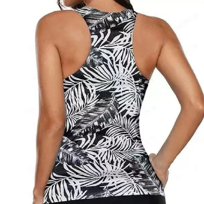 Women's sexy split bow bikini swimsuit top and pants set in polyester fabric.