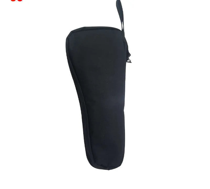 Black drawstring storage bag for mobile phone gimbal accessories on a table.