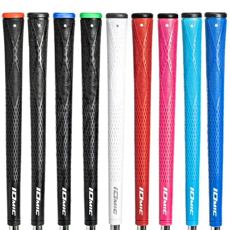 Close-up of a TPE golf club grip showing cross-hatch texture, displayed in red colour option.