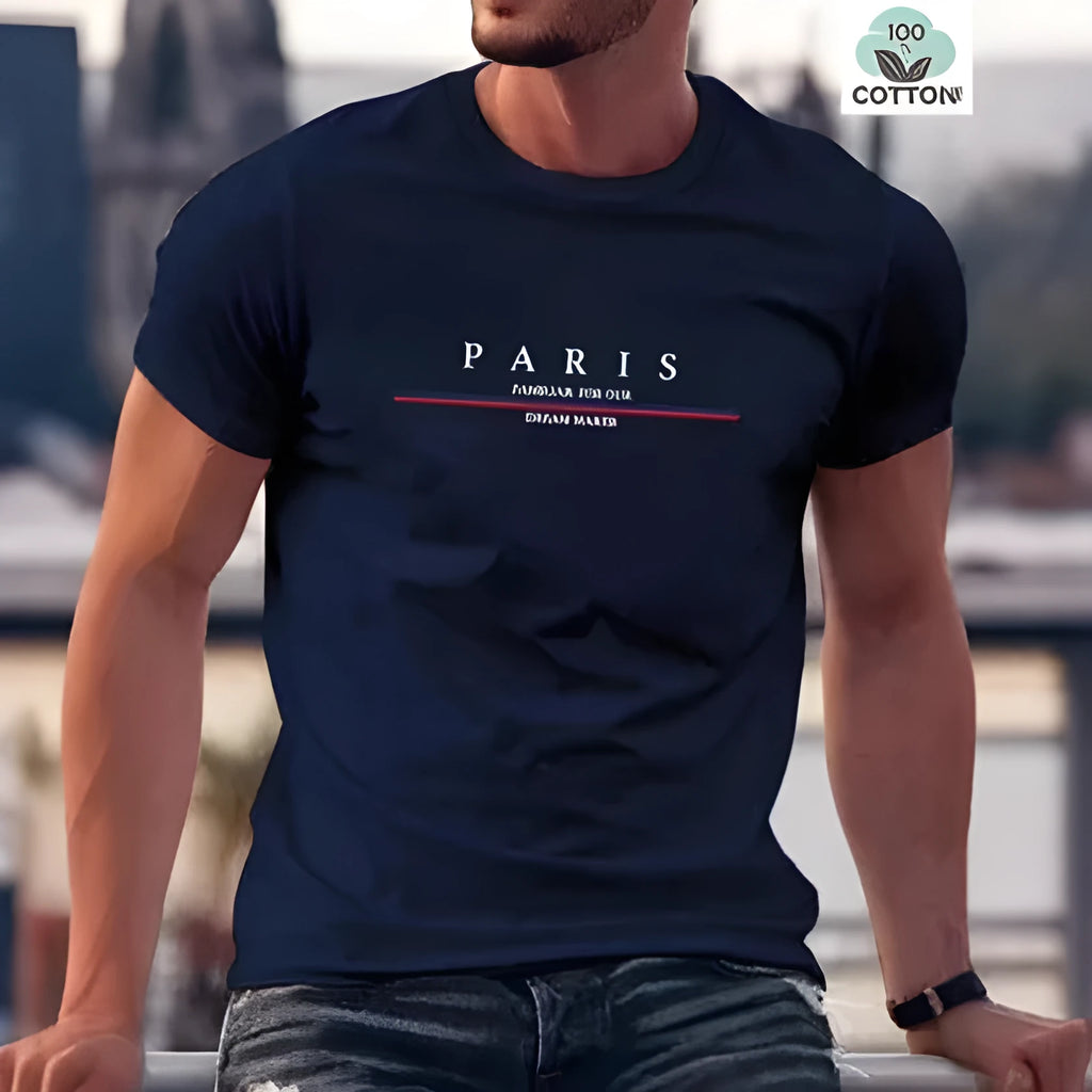 Men's heavy pure cotton short-sleeved T-shirt with letter printing in a loose casual fit
