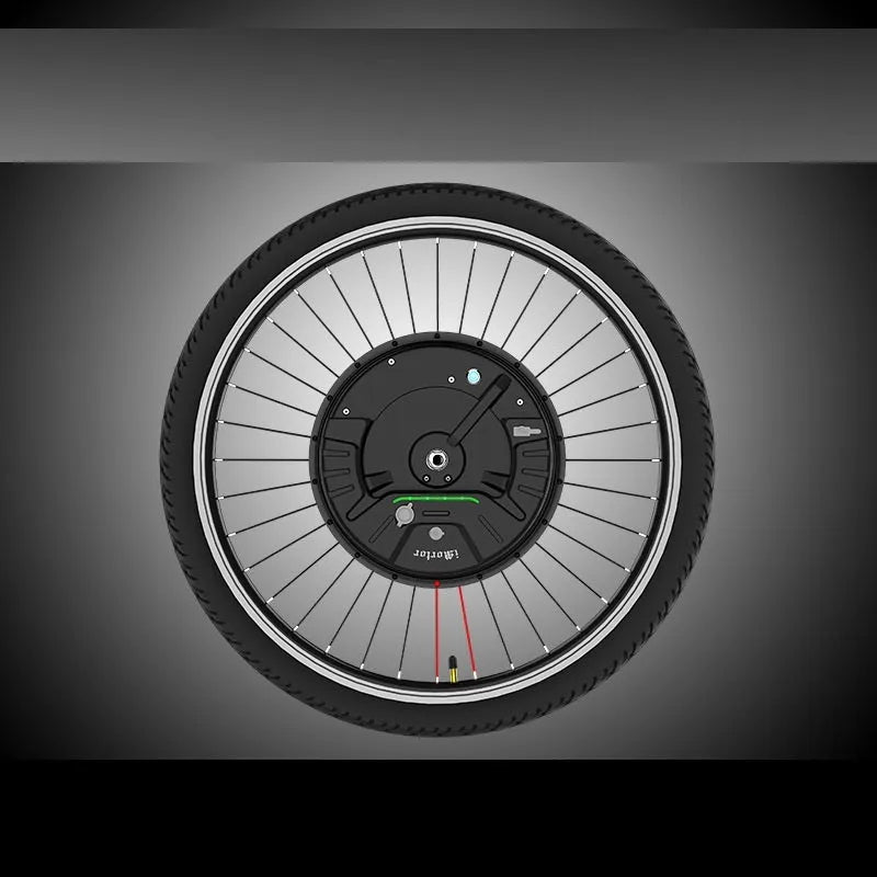 Imotor 3.0 electric bicycle conversion kit showing black alloy hub motor wheel ready for installation.