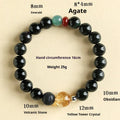 Chinese style obsidian agate jade crystal couple bracelet with 8mm or 10mm natural stone beads