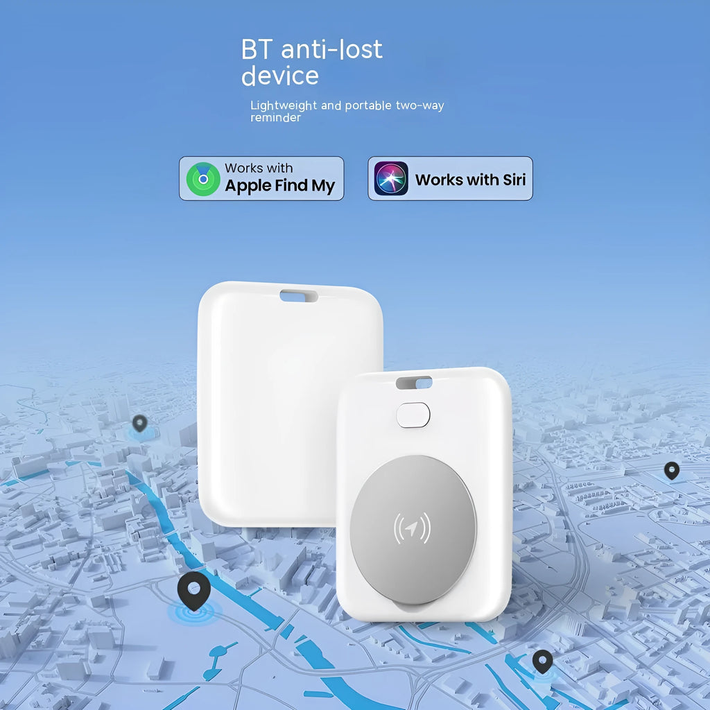 White ABS pet tracking device compatible with Apple products for dog or cat location monitoring