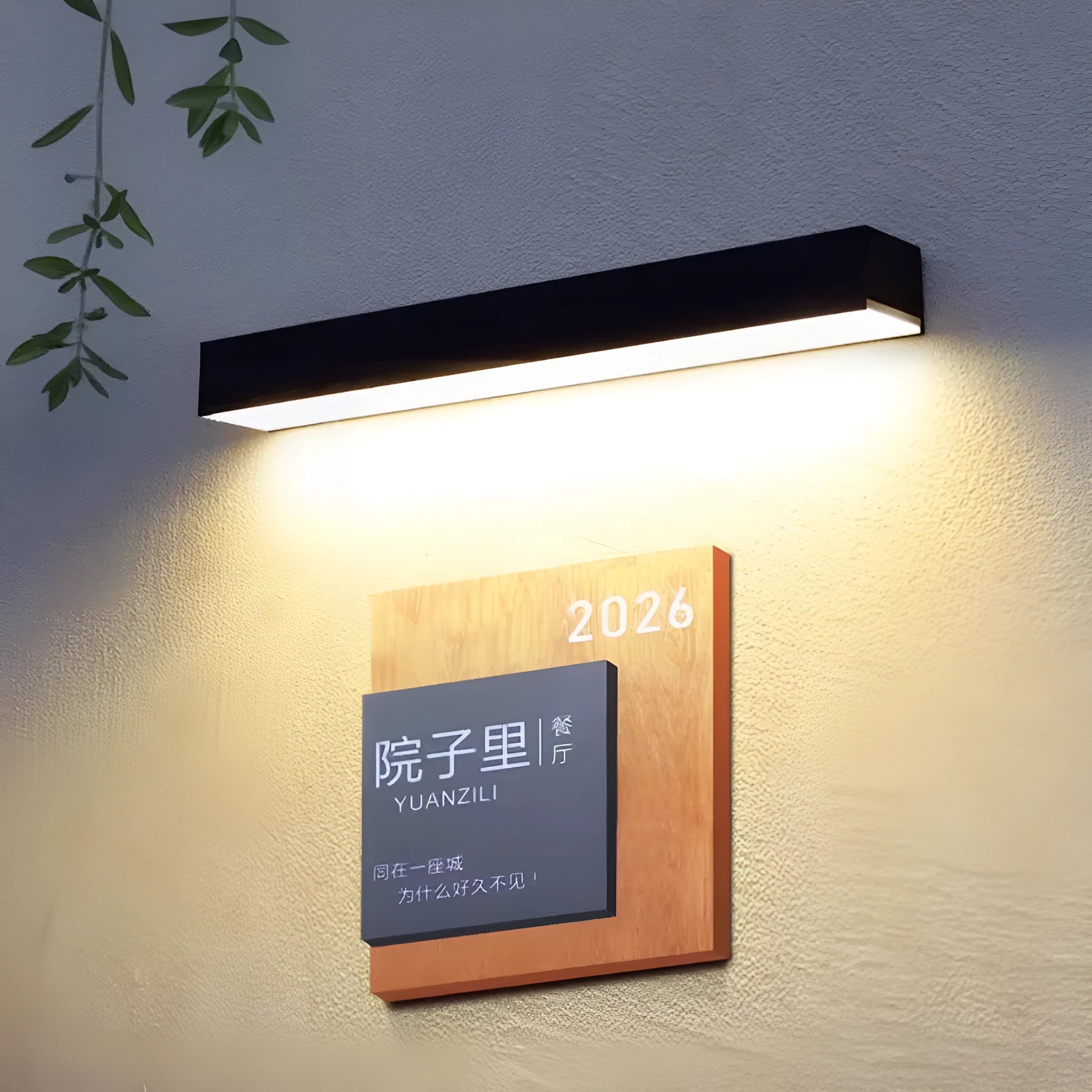Solar-powered outdoor wall lamp with black ABS plastic shell and IP65 waterproof rating for garden lighting