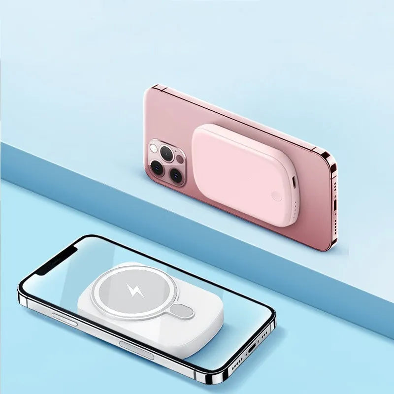Magsafe magnetic absorption power bank in Barbie Pink, Gentleman's Black, Ivory White, or Lightning Purple colour options
