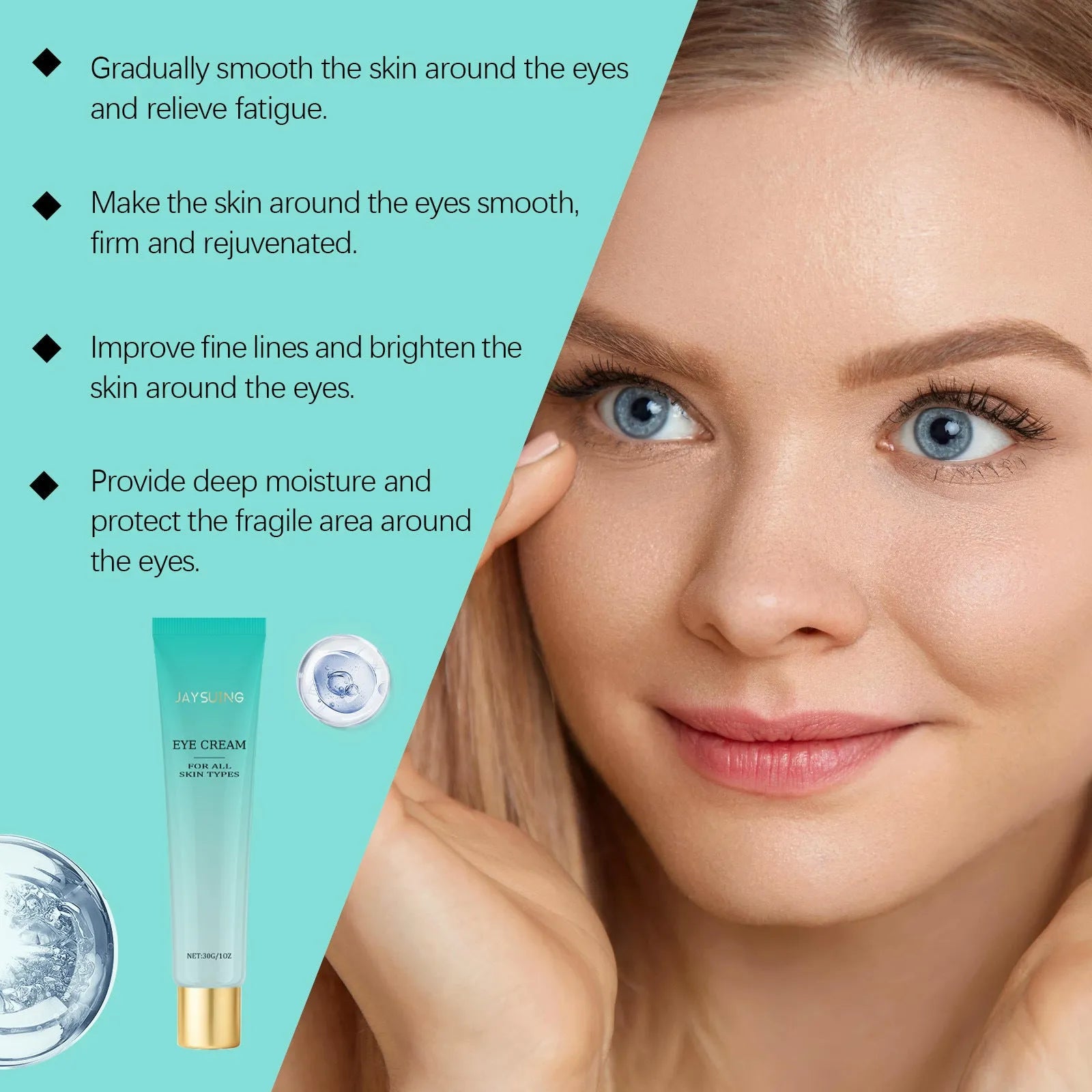 30g tube of retinol anti-aging eye cream with hyaluronic acid