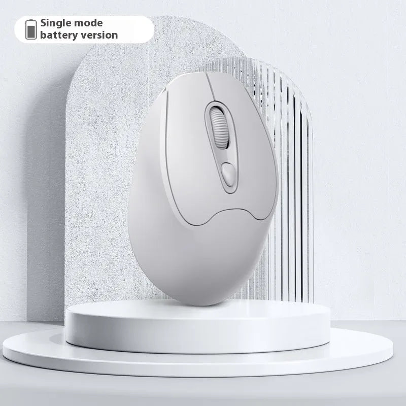 Dual-mode Bluetooth wireless mouse in grey, green, girl pink or milk tea pink colours with USB charging cable