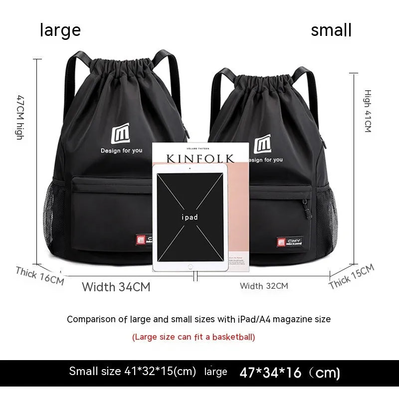 Oxford fabric drawstring backpack in multiple colours with foldable design and shoulder straps