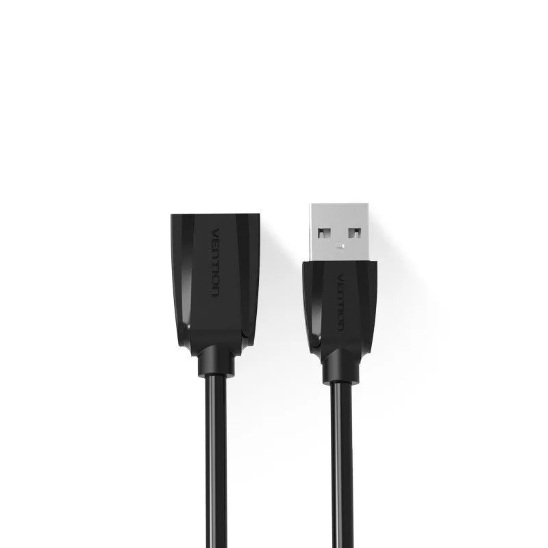 Male to female USB extension cable in black with gold-plated connectors, available in multiple lengths from 0.5m to 5m