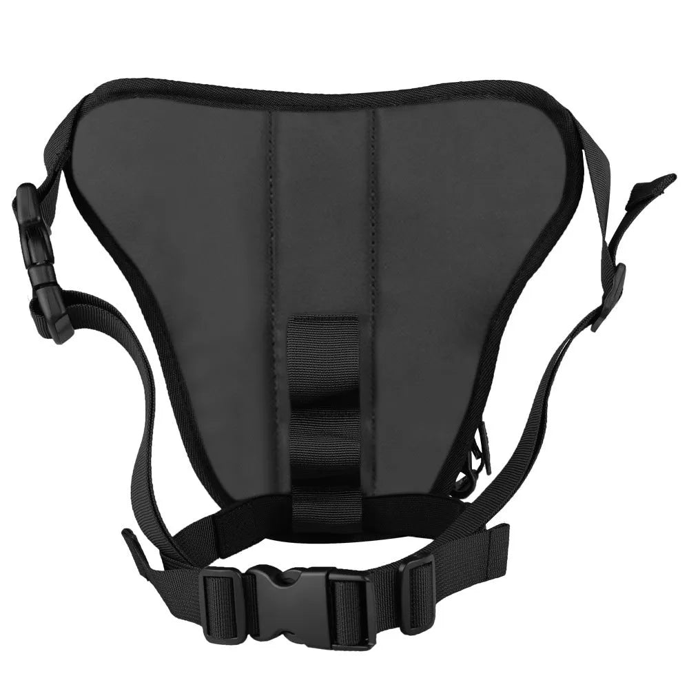 Devil Race black motorcycle leg bag with 4L capacity, polyester composite Oxford fabric and PC shell