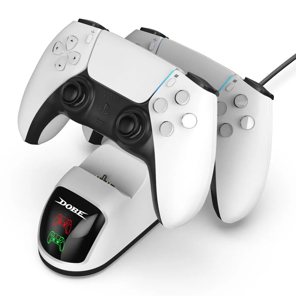 Type-C USB contact charger with LED breathing light in handle-style design, showing green or blue illumination.