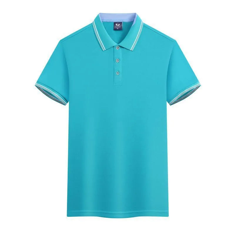 Ice silk quick-drying work polo shirt in slim fit with short sleeves, shown in blue gray colour option